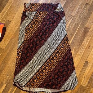 Cato Asymmetrical Skirt in Orange and Black Pattern